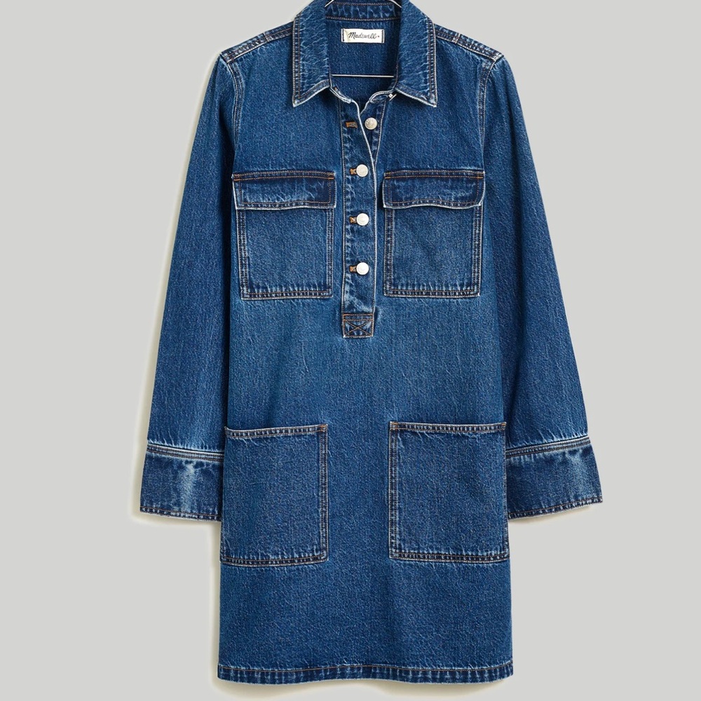 NWOT Madewell Denim Popover Mini Shirtdress XL - Picture 6 of 8